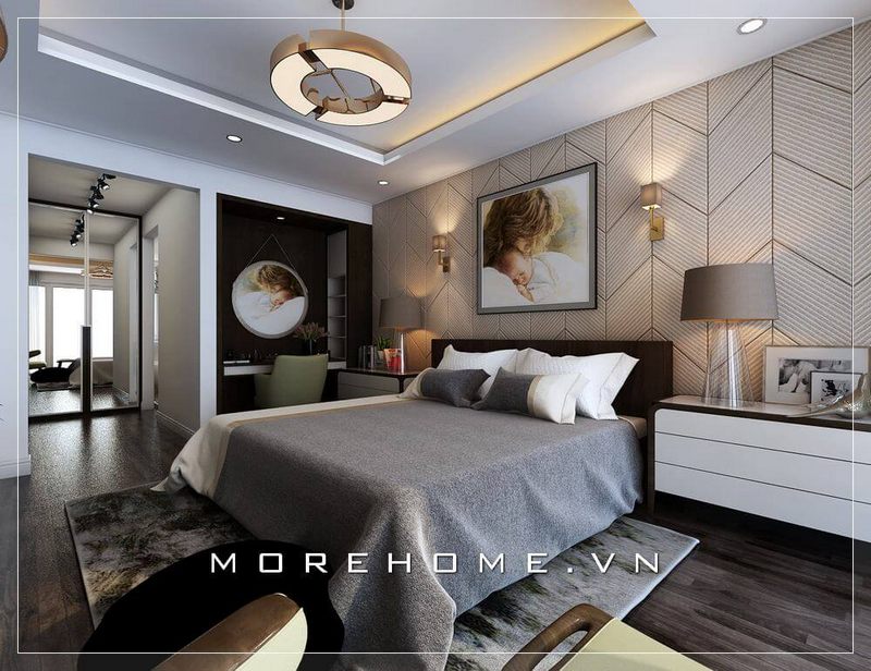 Thiết kế giường ngủ Master hiện đại, sang trọng tại chung cư cao cấp